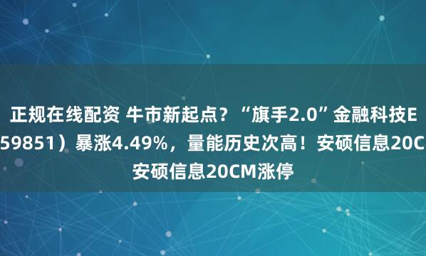 正规在线配资 牛市新起点？“旗手2.0”金融科技ETF（159851）暴涨4.49%，量能历史次高！安硕信息20CM涨停