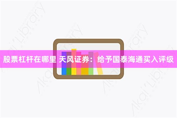 股票杠杆在哪里 天风证券：给予国泰海通买入评级